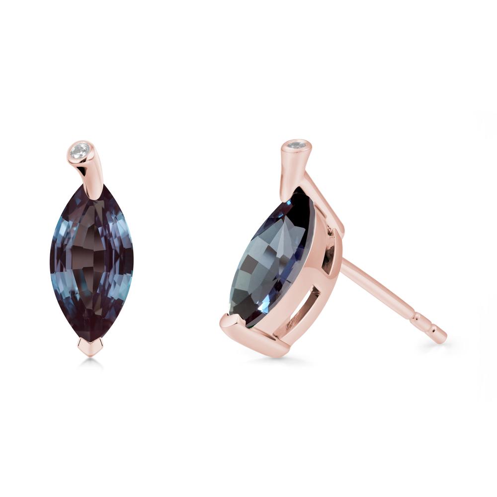 Marquise Alexandrite Leaf Earrings - LUO Jewelry #metal_18k rose gold