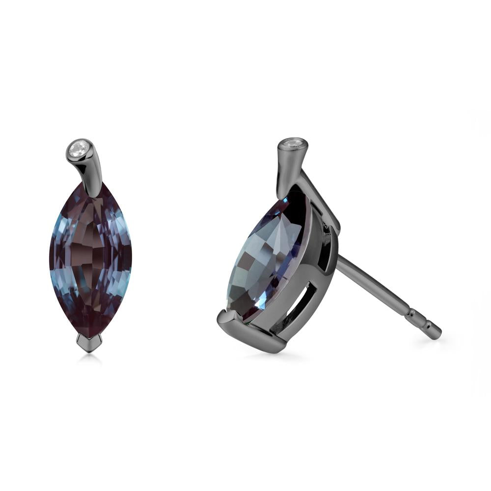 Marquise Alexandrite Leaf Earrings - LUO Jewelry #metal_black finish sterling silver