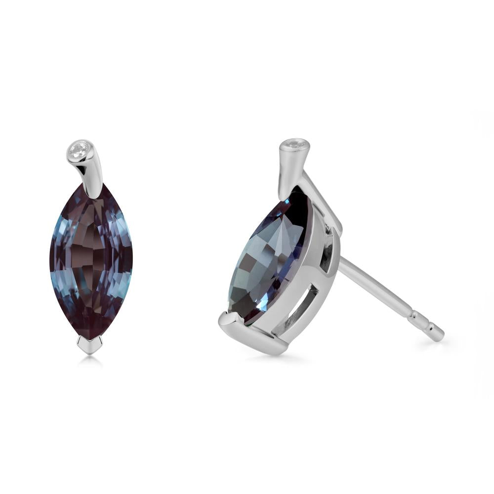 Marquise Alexandrite Leaf Earrings - LUO Jewelry #metal_platinum