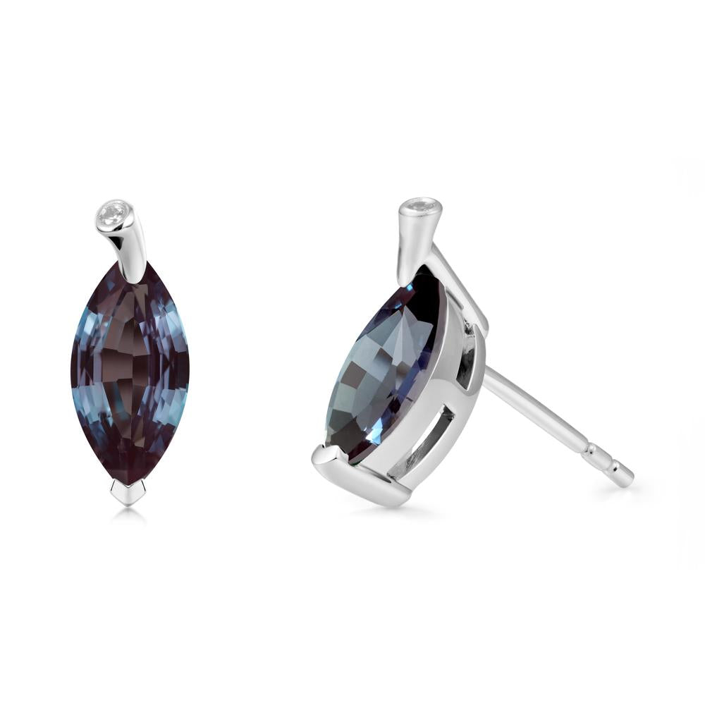 Marquise Alexandrite Leaf Earrings - LUO Jewelry #metal_sterling silver