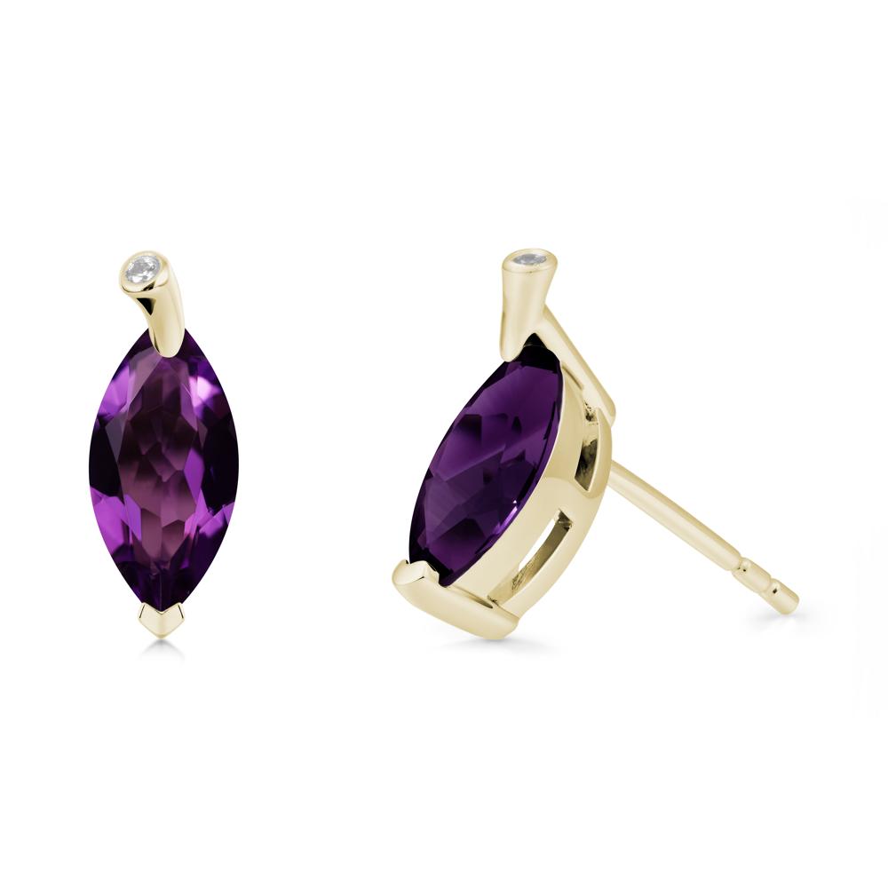 Leaf Inspired Marquise Shaped Amethyst Earrings - LUO Jewelry #metal_14k yellow gold