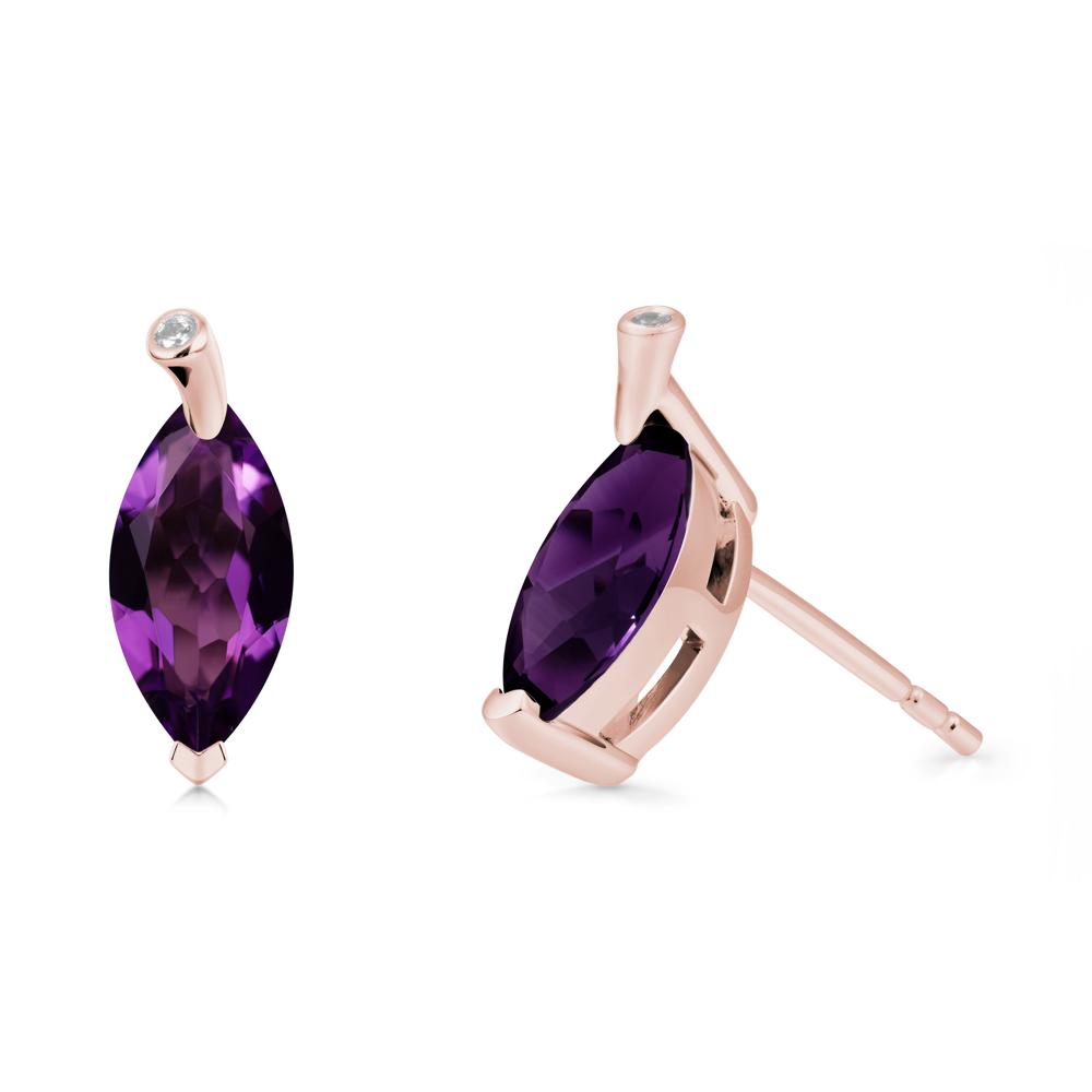 Leaf Inspired Marquise Shaped Amethyst Earrings - LUO Jewelry #metal_18k rose gold