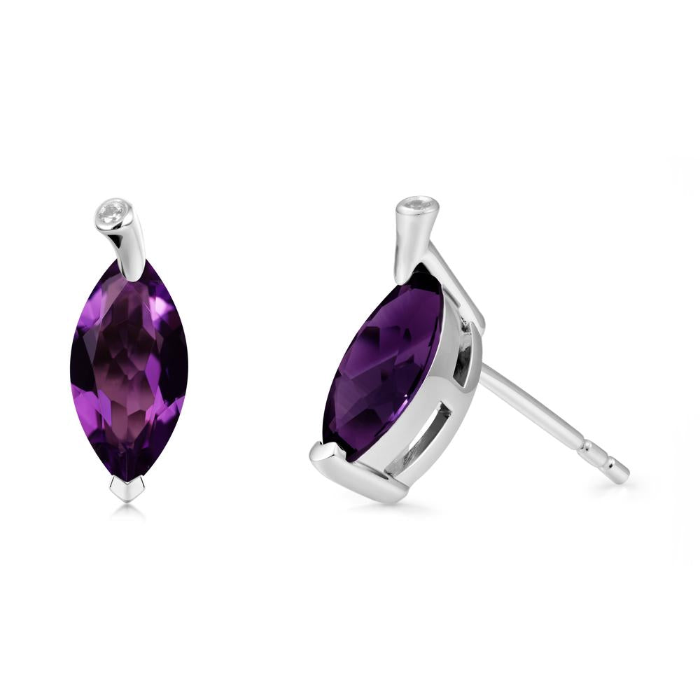 Leaf Inspired Marquise Shaped Amethyst Earrings - LUO Jewelry #metal_18k white gold
