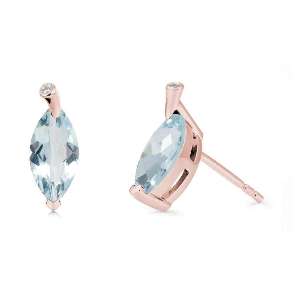 Marquise Aquamarine Leaf Earrings - LUO Jewelry #metal_18k rose gold