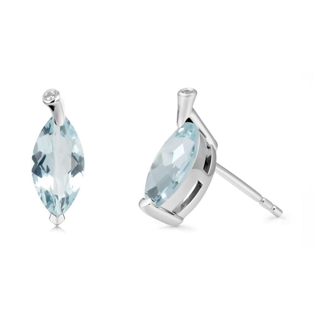 Marquise Aquamarine Leaf Earrings - LUO Jewelry #metal_18k white gold
