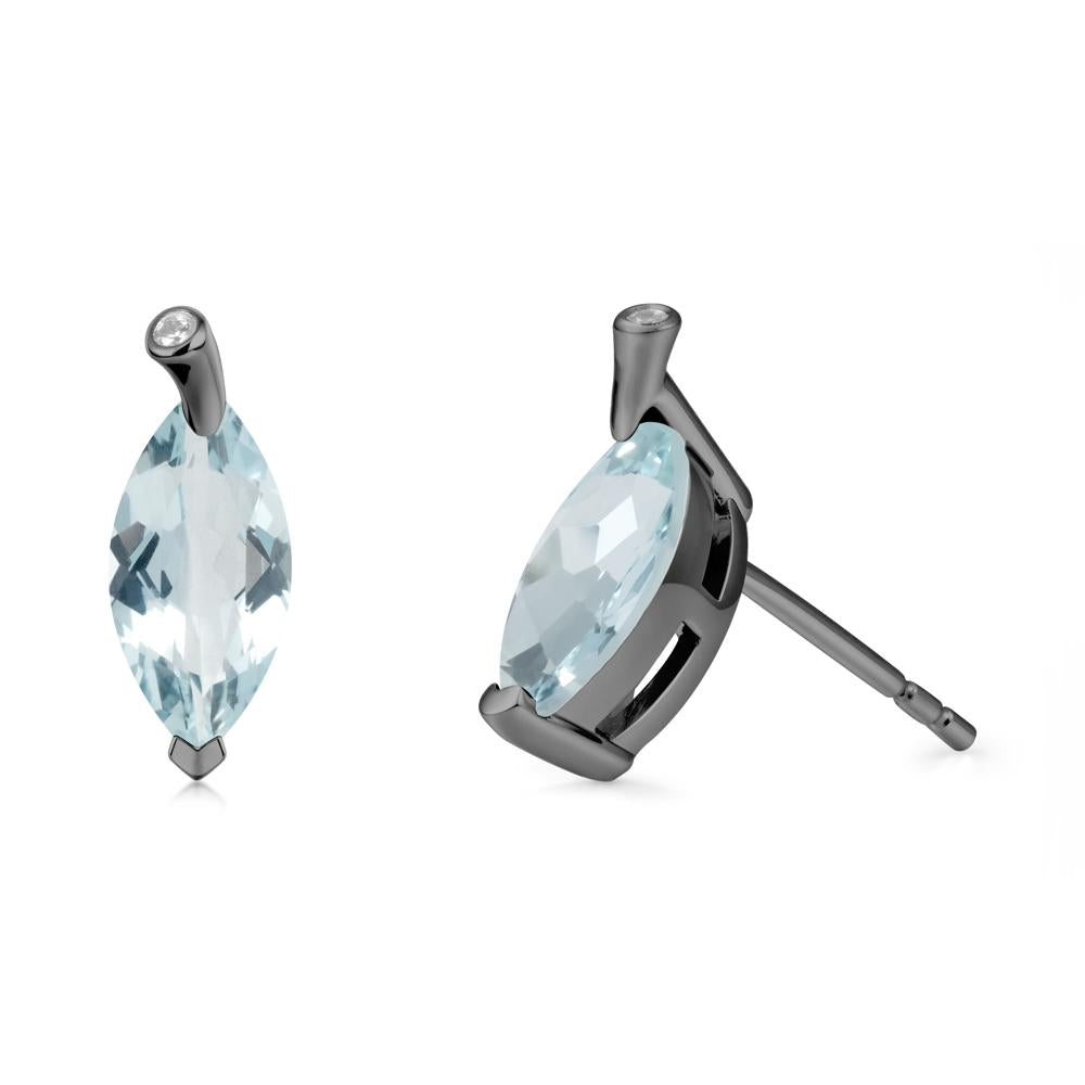 Marquise Aquamarine Leaf Earrings - LUO Jewelry #metal_black finish sterling silver