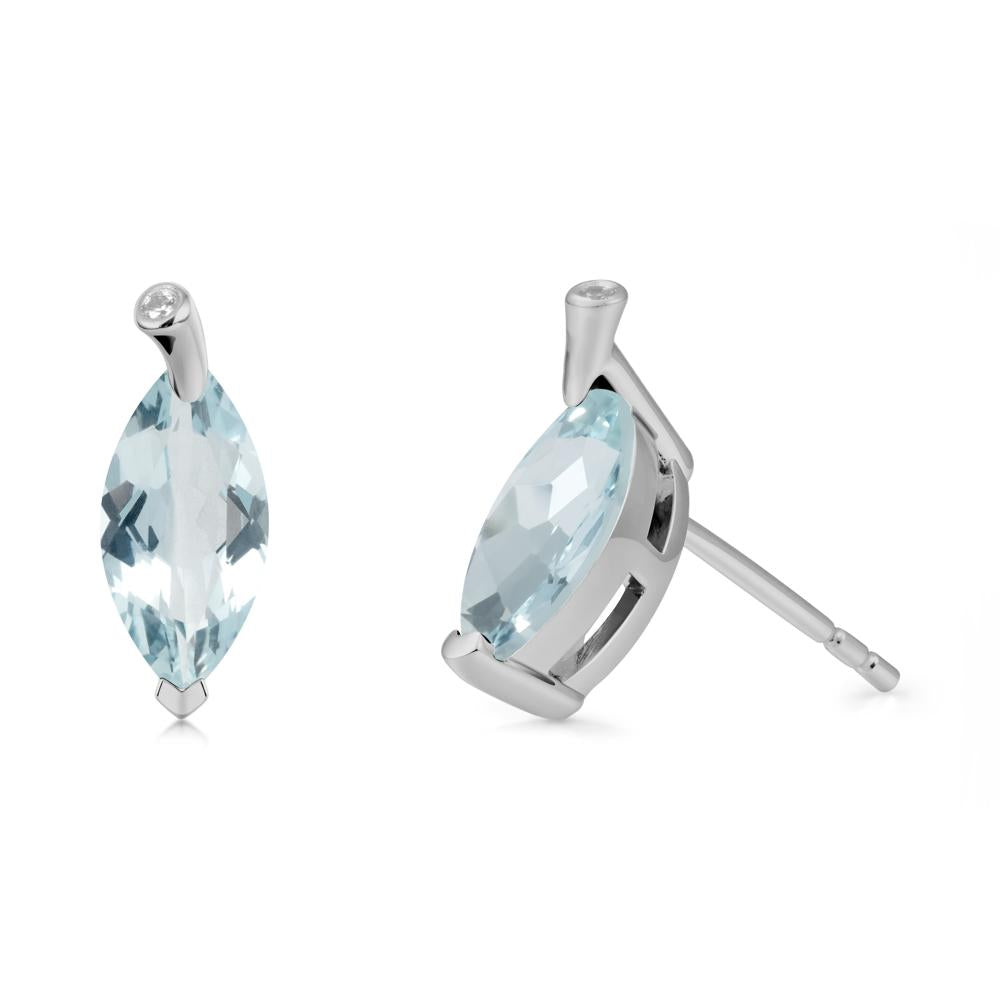 Marquise Aquamarine Leaf Earrings - LUO Jewelry #metal_platinum