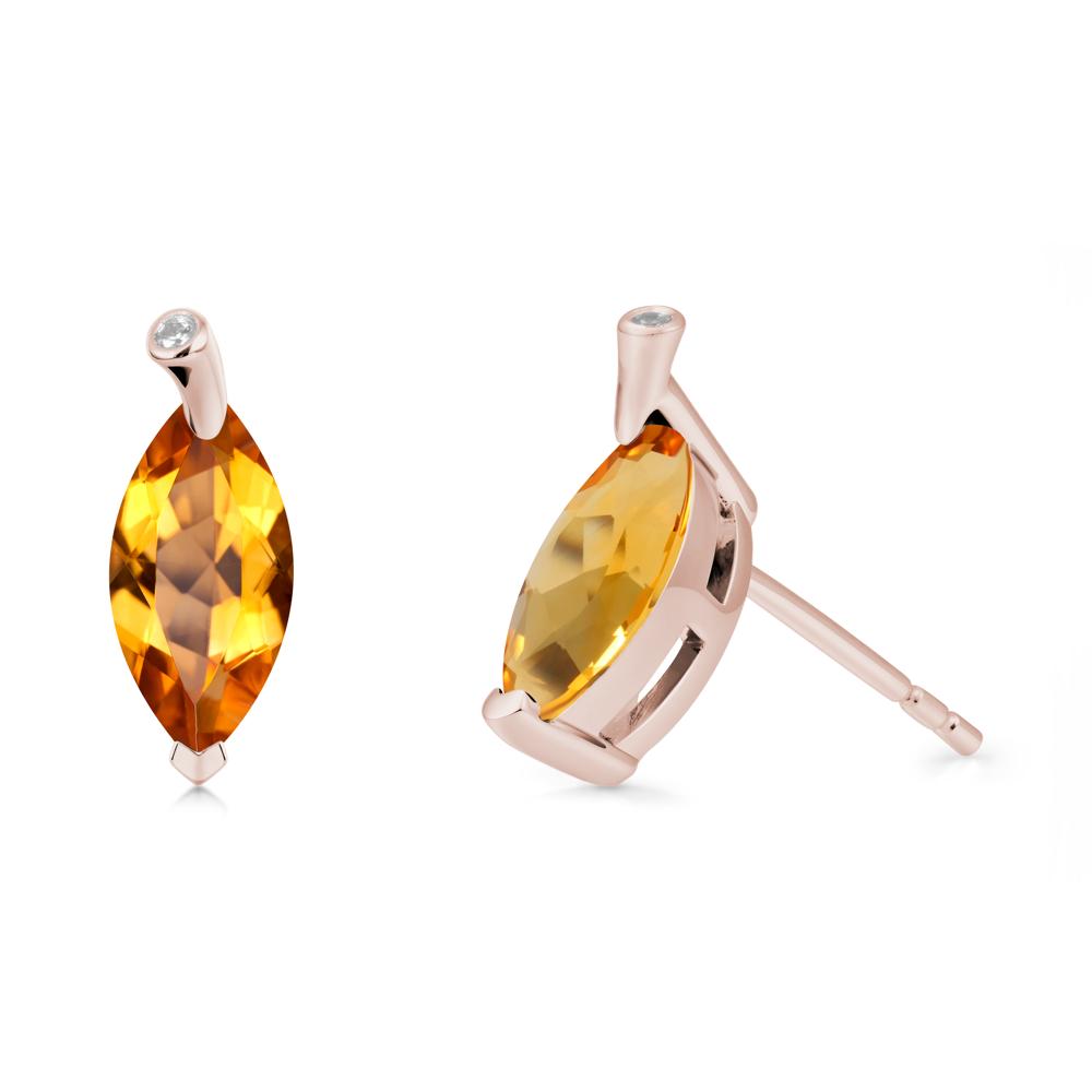 Marquise Citrine Leaf Earrings - LUO Jewelry #metal_14k rose gold
