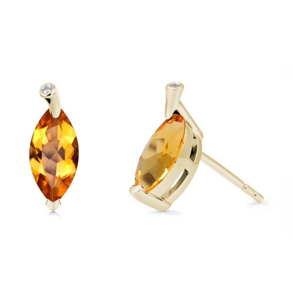 Marquise Citrine Leaf Earrings - LUO Jewelry #metal_14k yellow gold