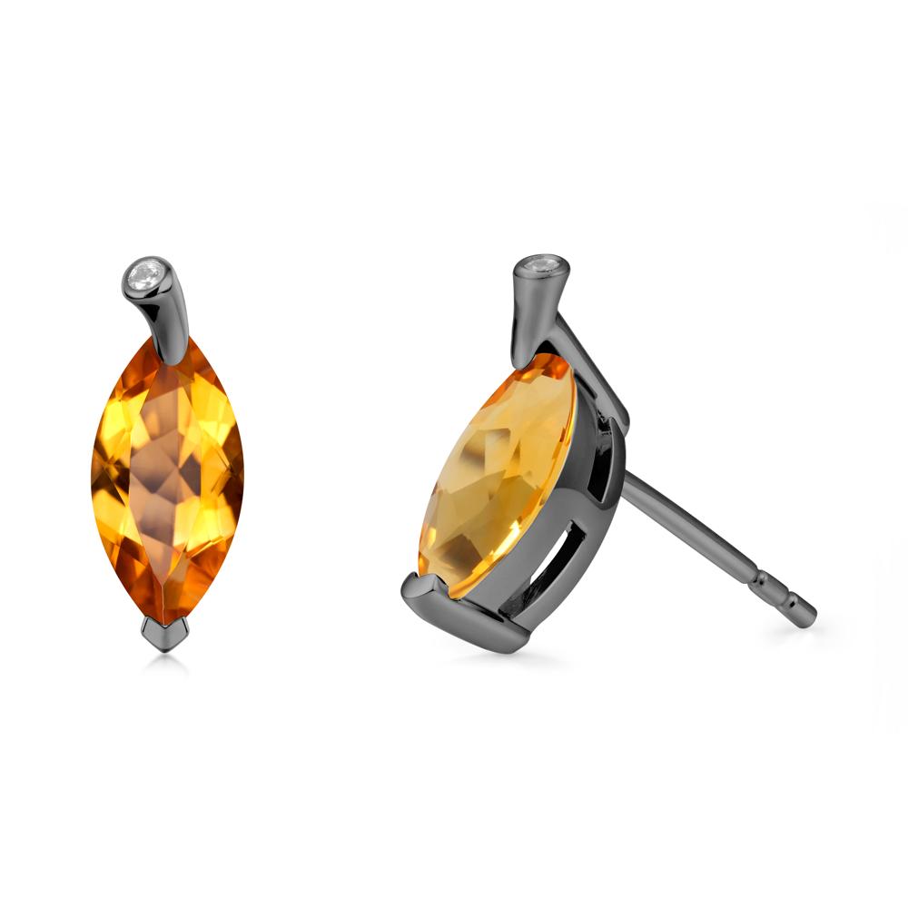 Marquise Citrine Leaf Earrings - LUO Jewelry #metal_black finish sterling silver