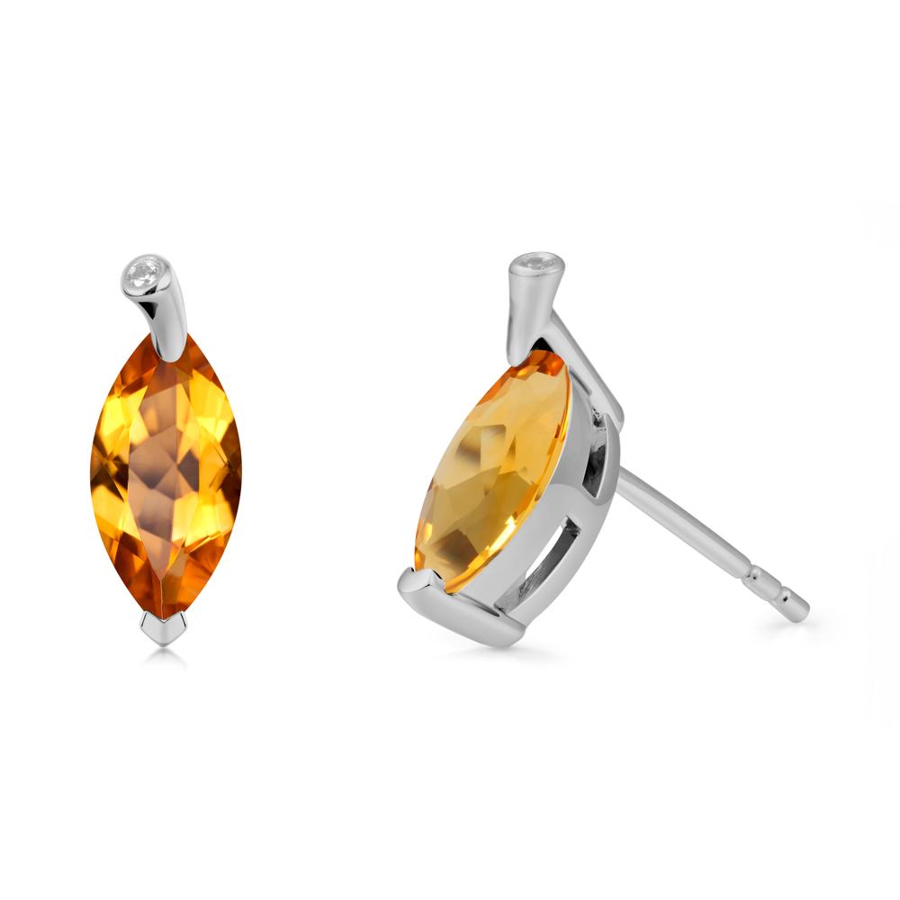 Marquise Citrine Leaf Earrings - LUO Jewelry #metal_platinum