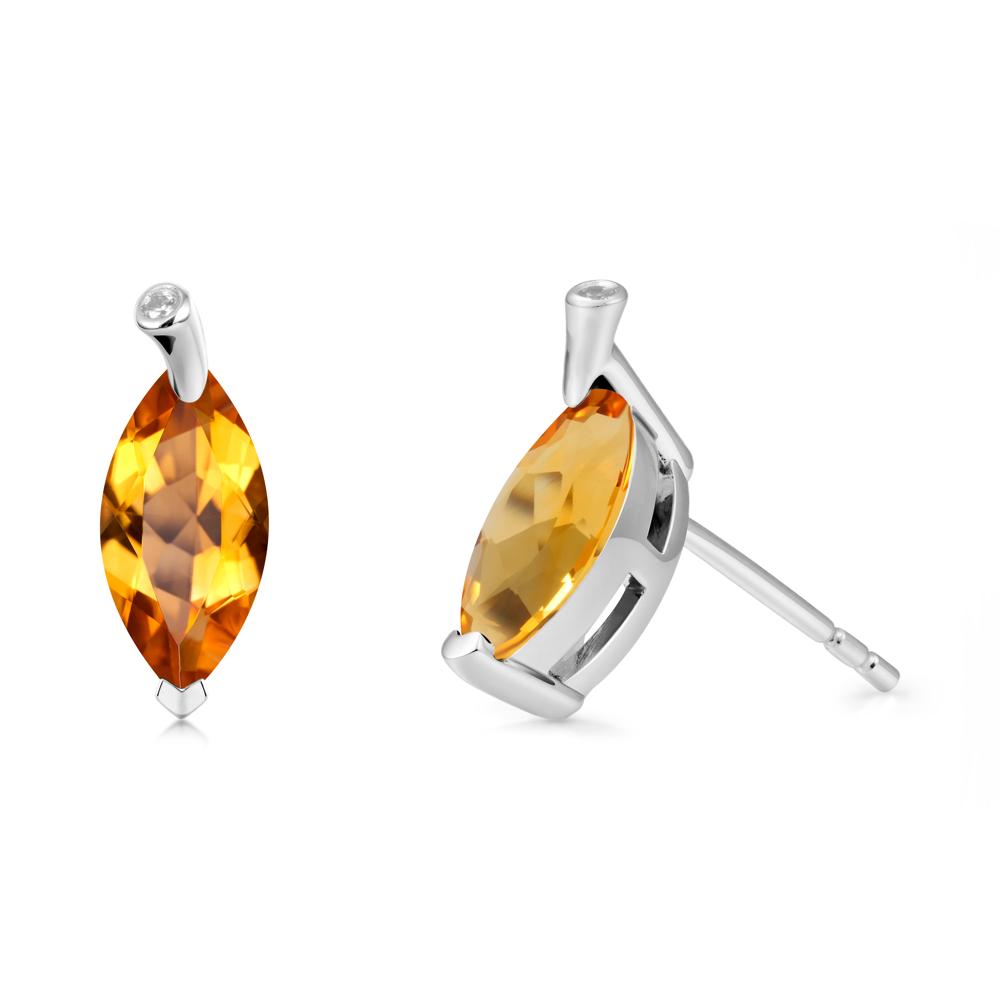 Marquise Citrine Leaf Earrings - LUO Jewelry #metal_sterling silver