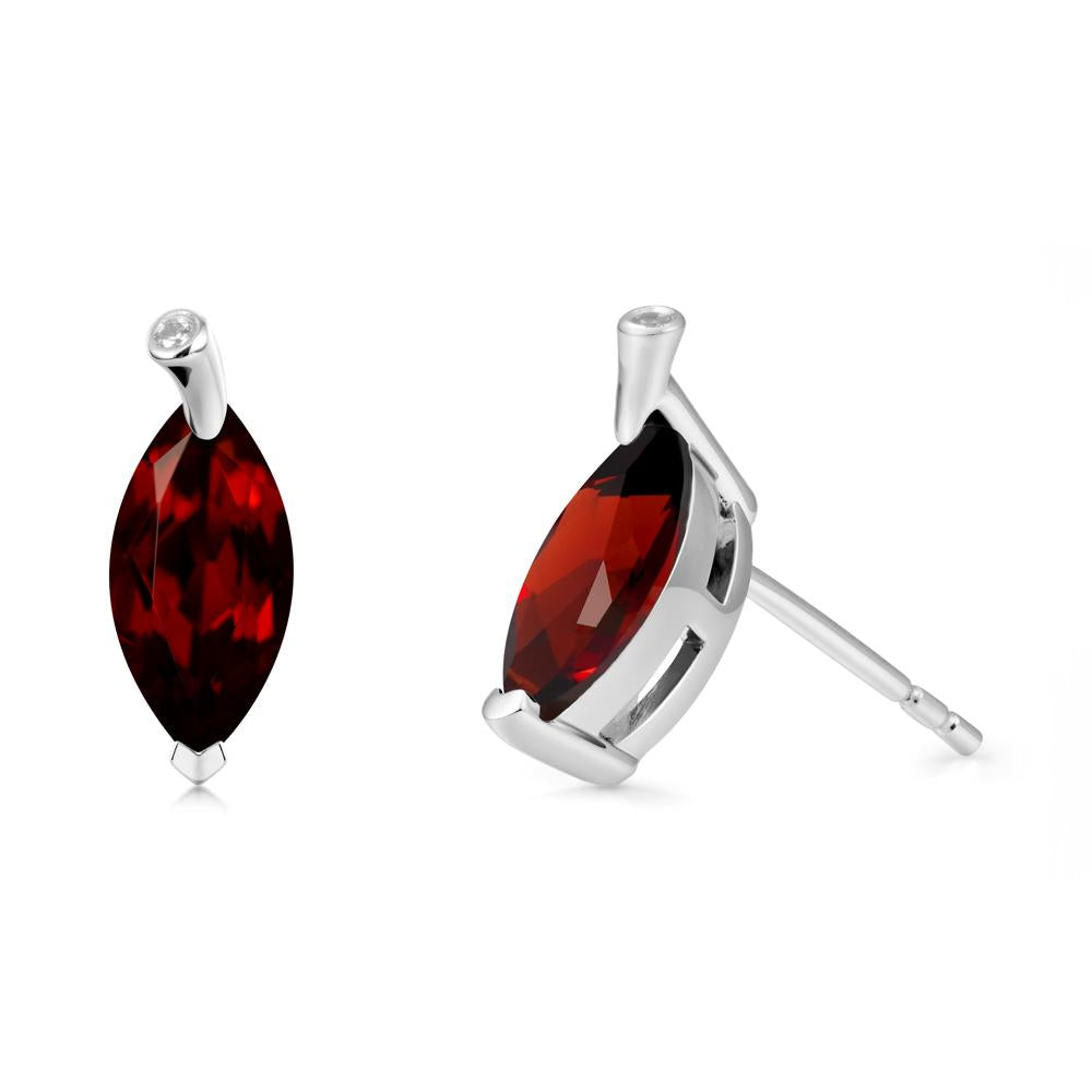Marquise Garnet Leaf Earrings - LUO Jewelry #metal_14k white gold