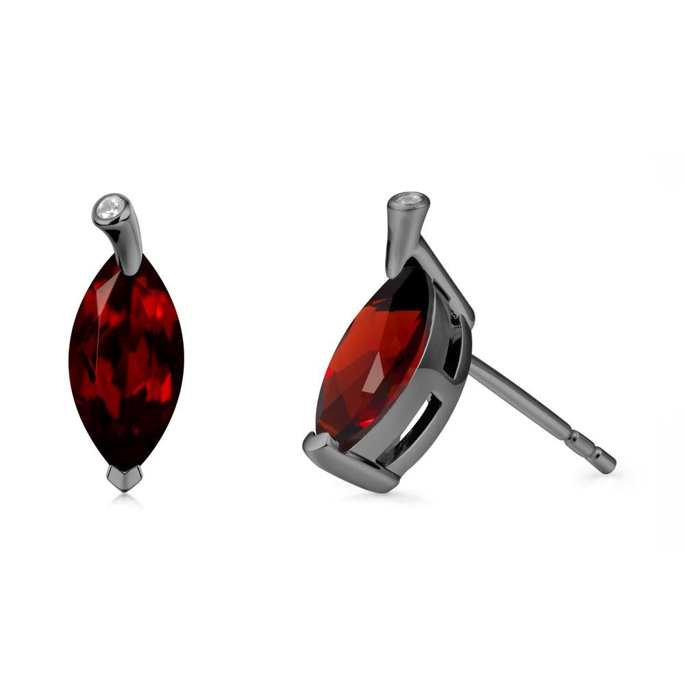 Marquise Garnet Leaf Earrings - LUO Jewelry #metal_black finish sterling silver