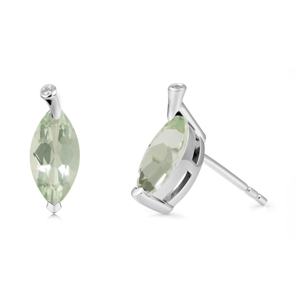 Leaf Inspired Marquise Shaped Green Amethyst Earrings - LUO Jewelry #metal_18k white gold