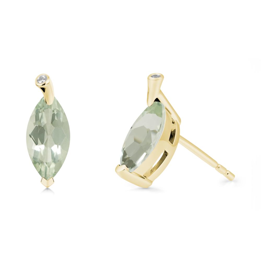 Leaf Inspired Marquise Shaped Green Amethyst Earrings - LUO Jewelry #metal_18k yellow gold