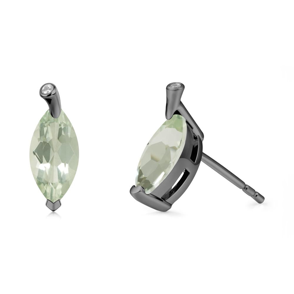 Leaf Inspired Marquise Shaped Green Amethyst Earrings - LUO Jewelry #metal_black finish sterling silver