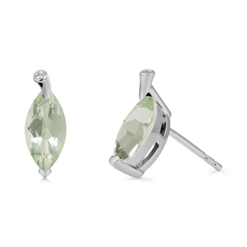 Leaf Inspired Marquise Shaped Green Amethyst Earrings - LUO Jewelry #metal_platinum