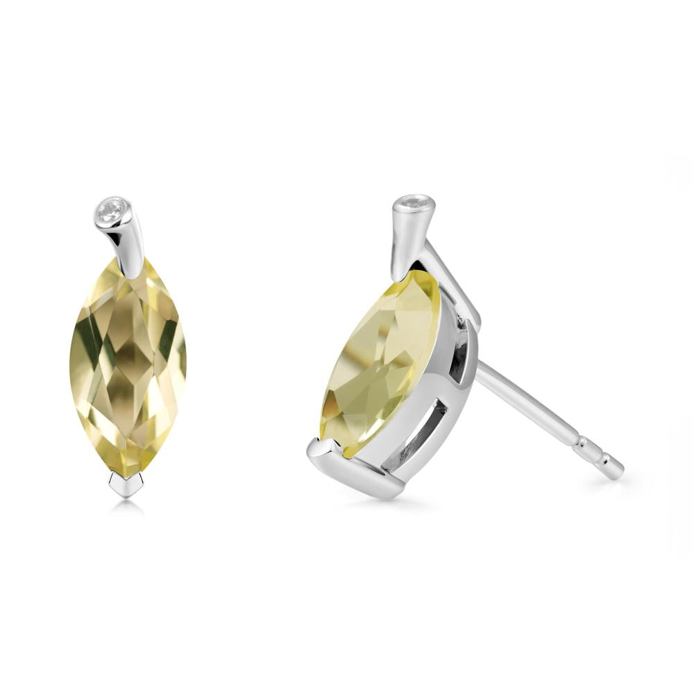 Marquise Lemon Quartz Leaf Earrings - LUO Jewelry #metal_18k white gold