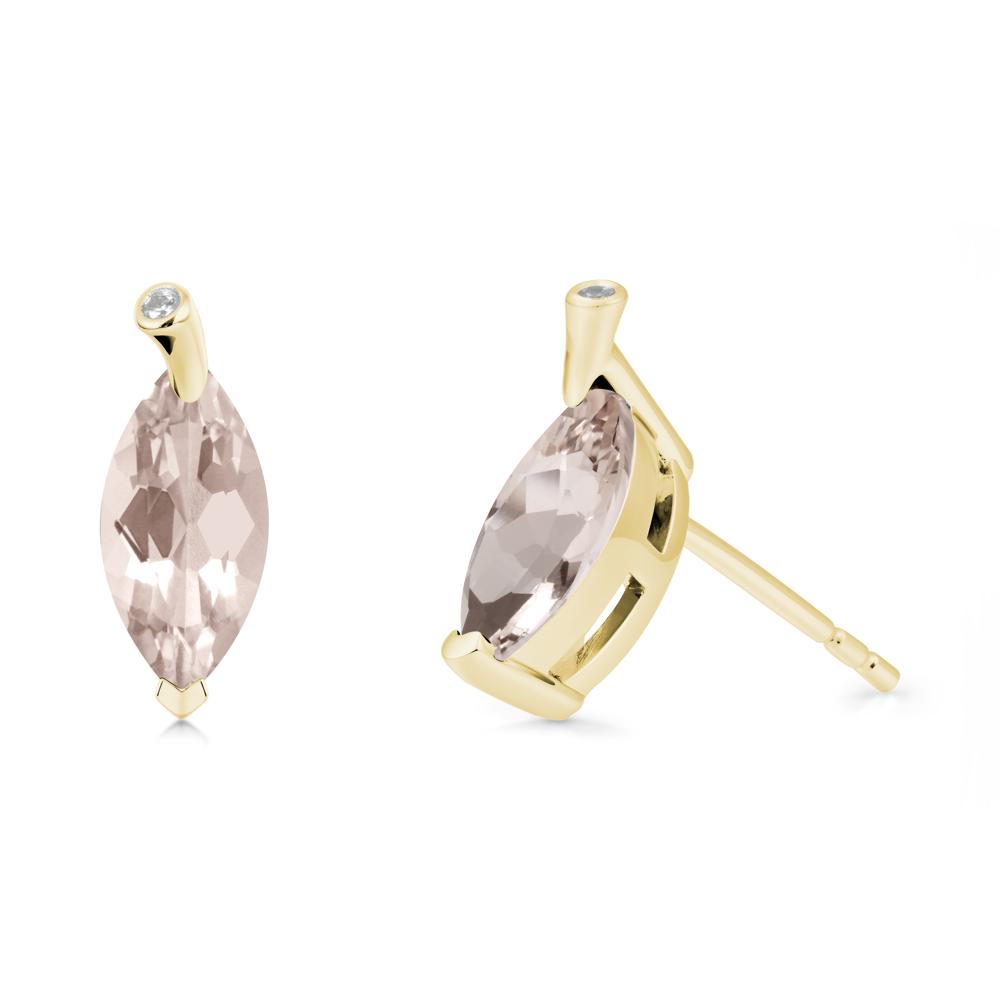 Marquise Morganite Leaf Earrings - LUO Jewelry #metal_18k yellow gold
