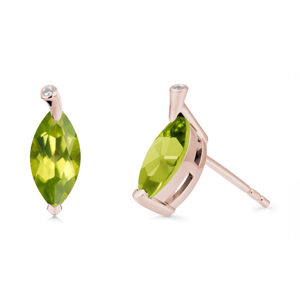 Leaf Inspired Marquise Shaped Peridot Earrings - LUO Jewelry #metal_14k rose gold