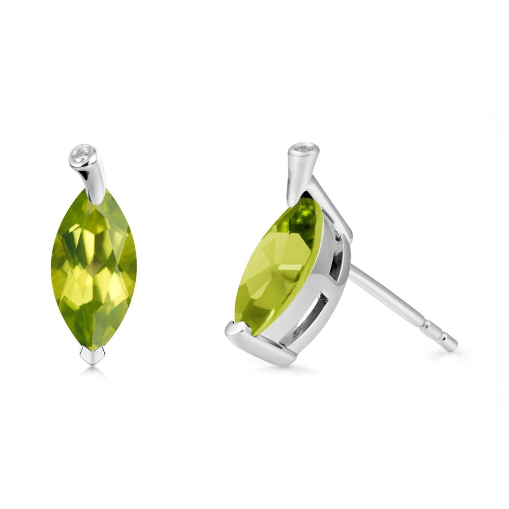 Leaf Inspired Marquise Shaped Peridot Earrings - LUO Jewelry #metal_18k white gold