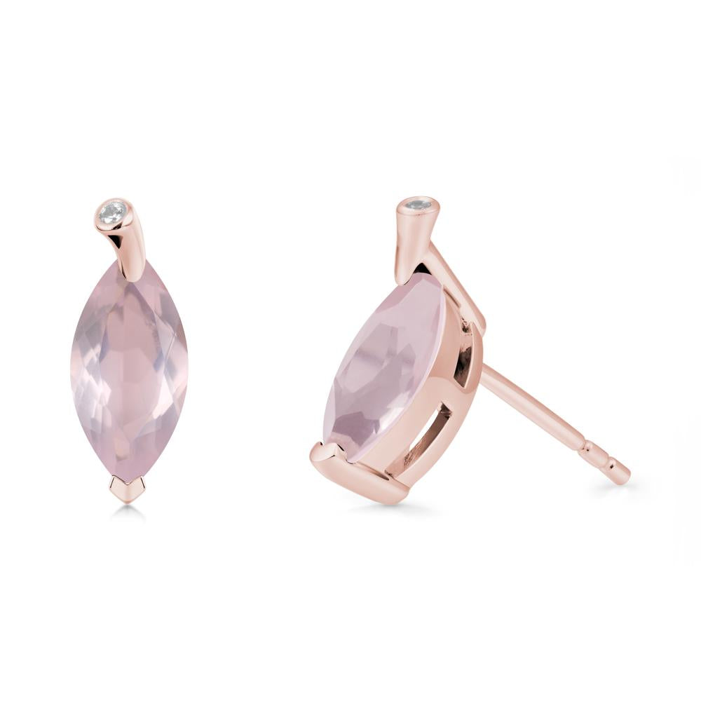 Marquise Rose Quartz Leaf Earrings - LUO Jewelry #metal_18k rose gold