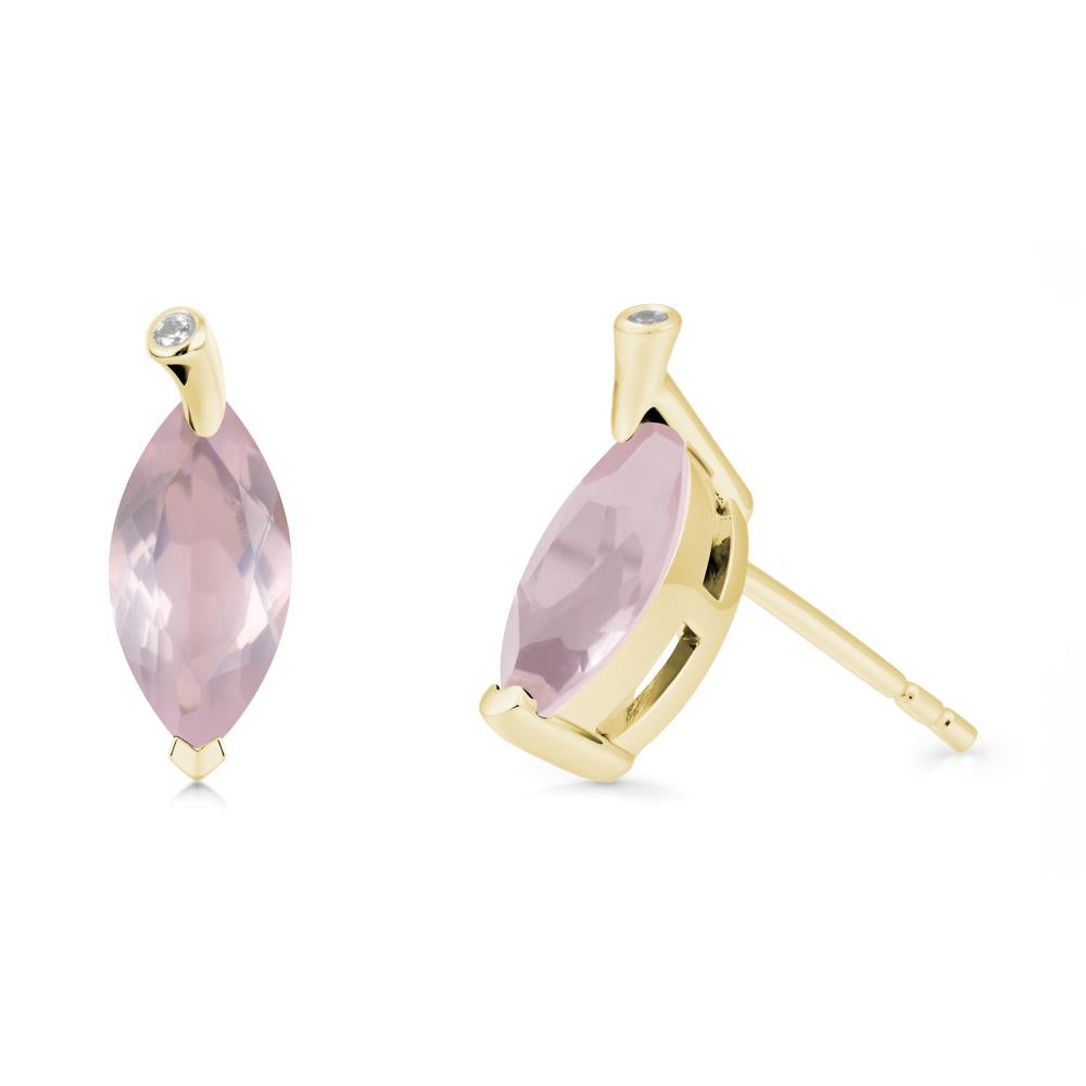 Marquise Rose Quartz Leaf Earrings - LUO Jewelry #metal_18k yellow gold