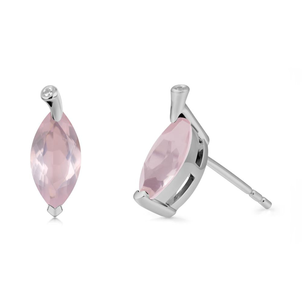 Marquise Rose Quartz Leaf Earrings - LUO Jewelry #metal_platinum