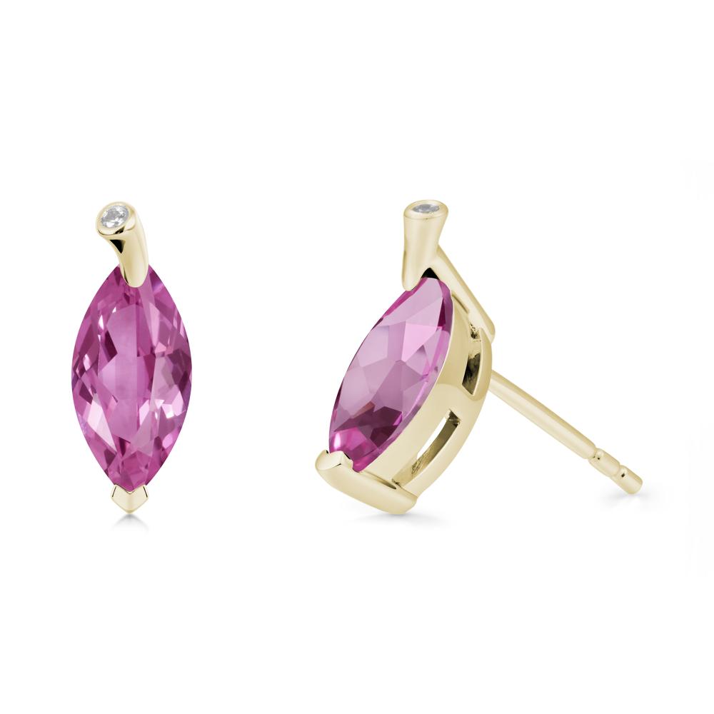 Leaf Inspired Marquise Shaped Pink Sapphire Earrings - LUO Jewelry #metal_14k yellow gold