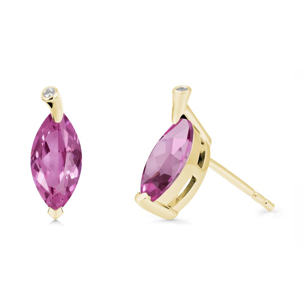 Leaf Inspired Marquise Shaped Pink Sapphire Earrings - LUO Jewelry #metal_18k yellow gold