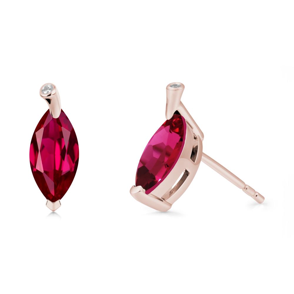 Marquise Ruby Leaf Earrings - LUO Jewelry #metal_14k rose gold
