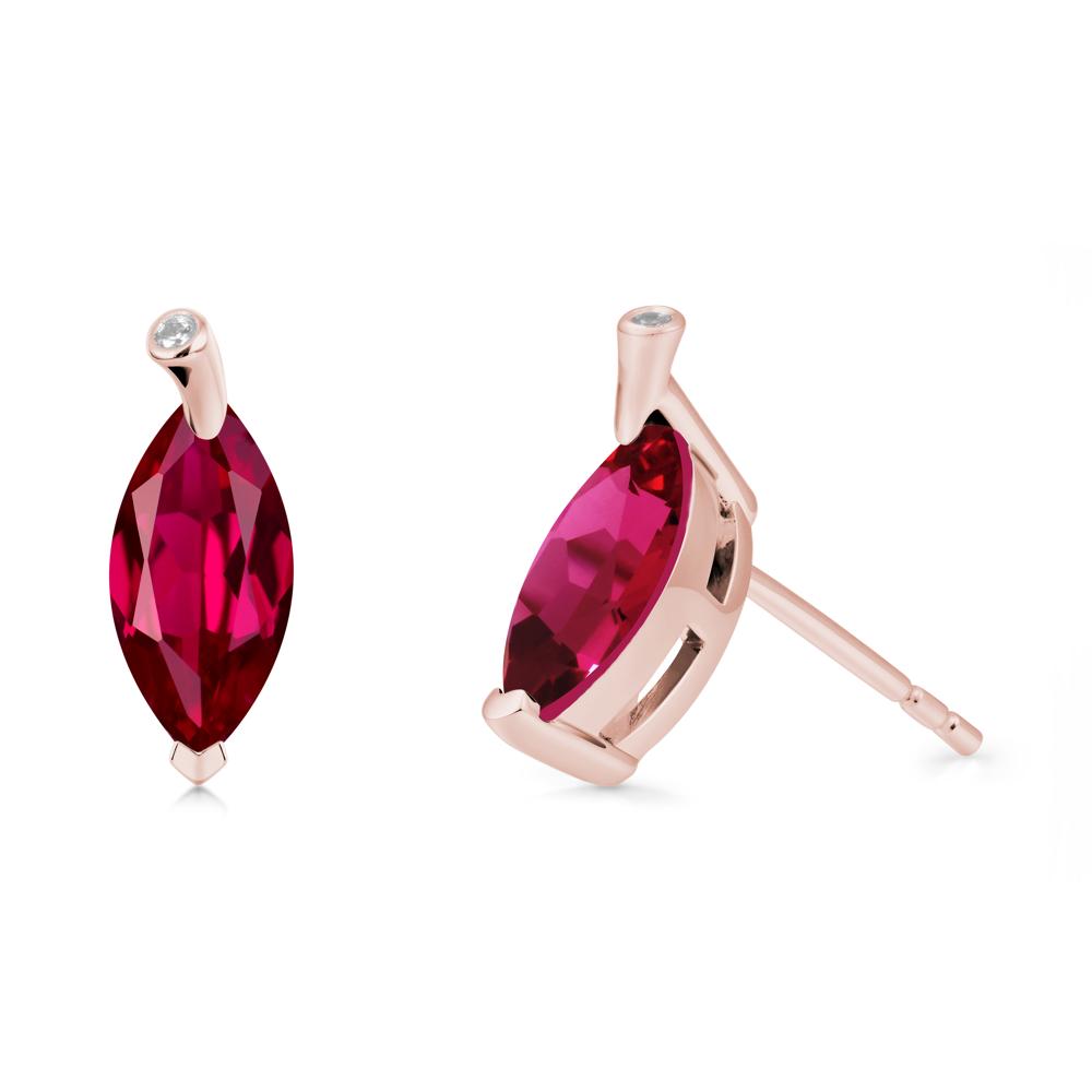 Marquise Ruby Leaf Earrings - LUO Jewelry #metal_18k rose gold