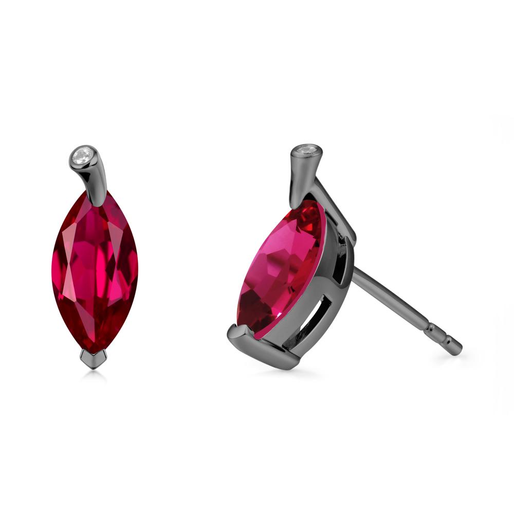Marquise Ruby Leaf Earrings - LUO Jewelry #metal_black finish sterling silver