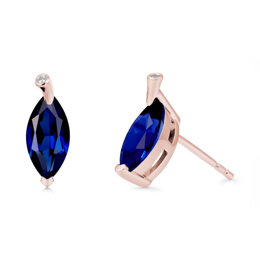 Leaf Inspired Marquise Shaped Sapphire Earrings - LUO Jewelry #metal_18k rose gold