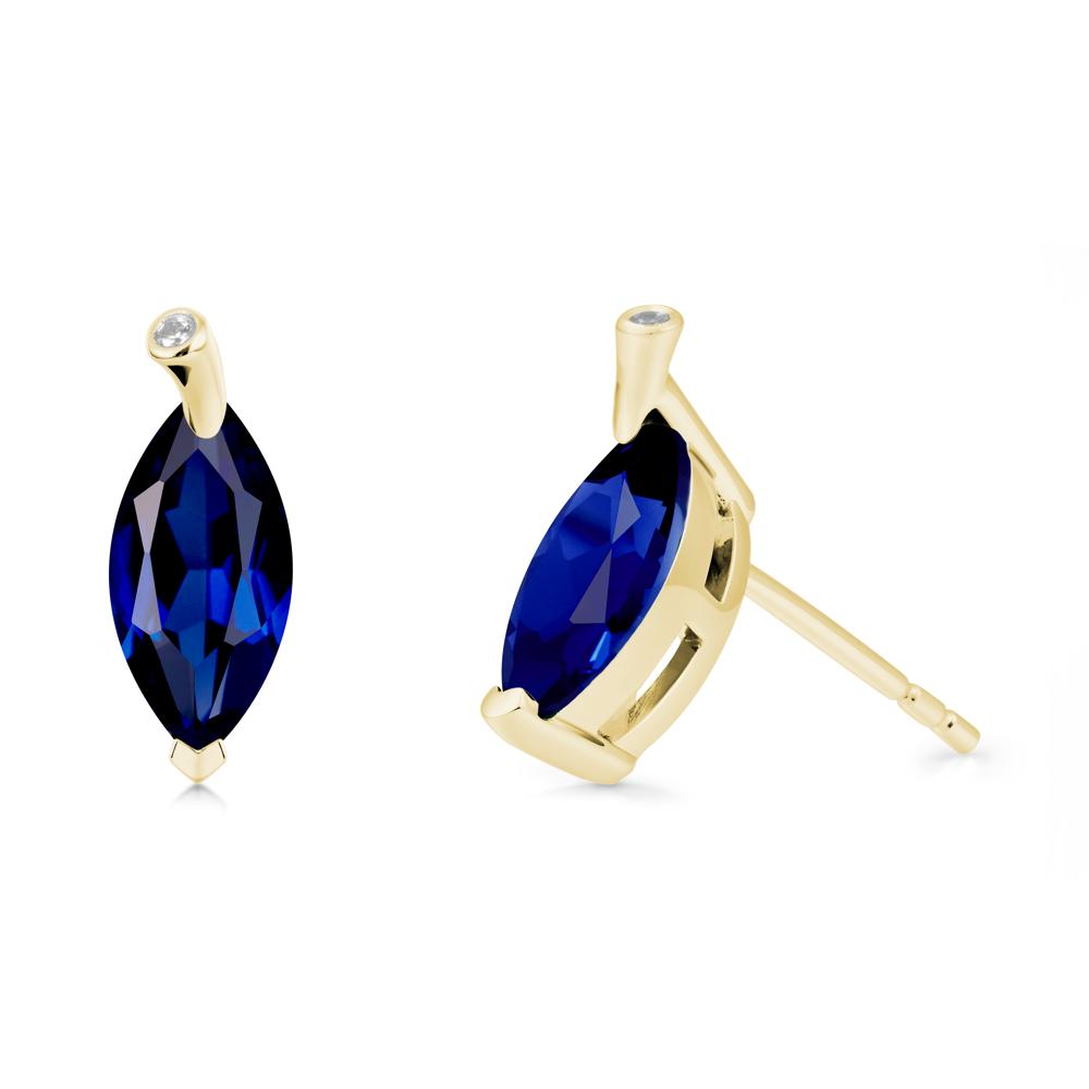 Leaf Inspired Marquise Shaped Sapphire Earrings - LUO Jewelry #metal_18k yellow gold