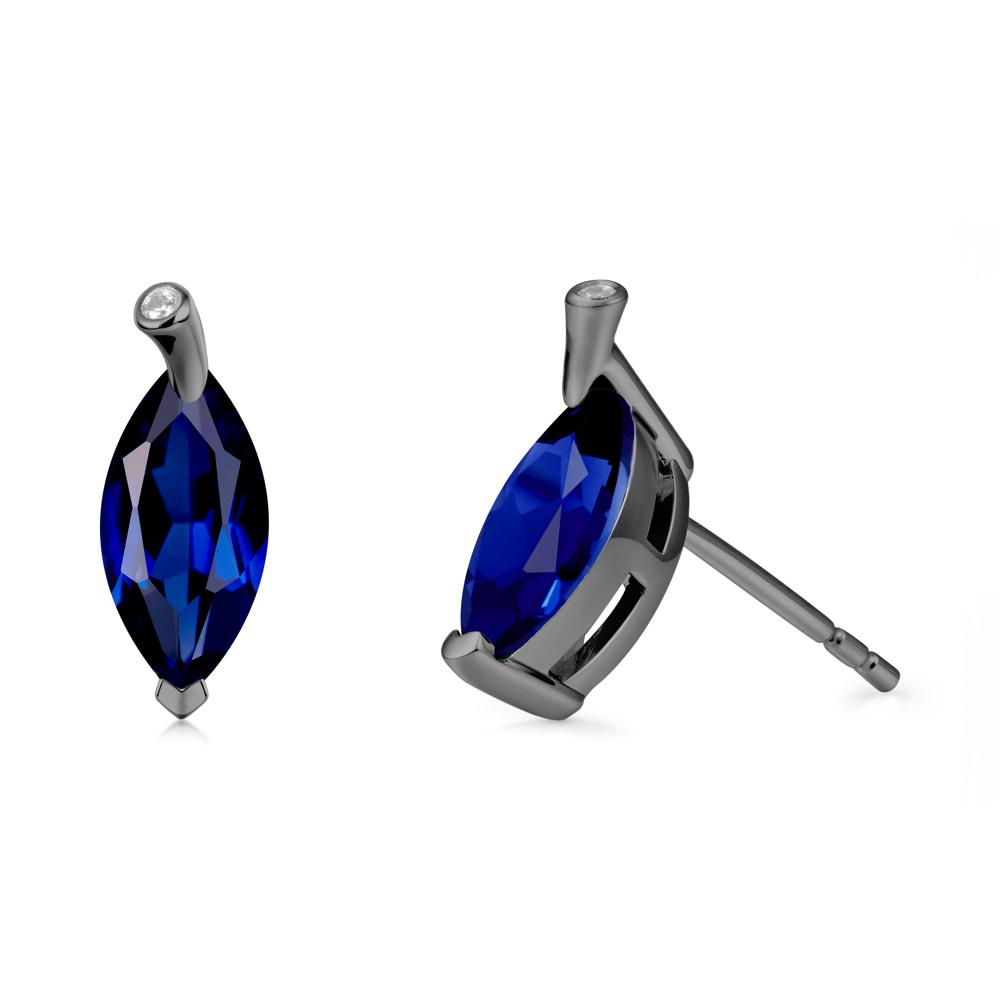 Leaf Inspired Marquise Shaped Sapphire Earrings - LUO Jewelry #metal_black finish sterling silver