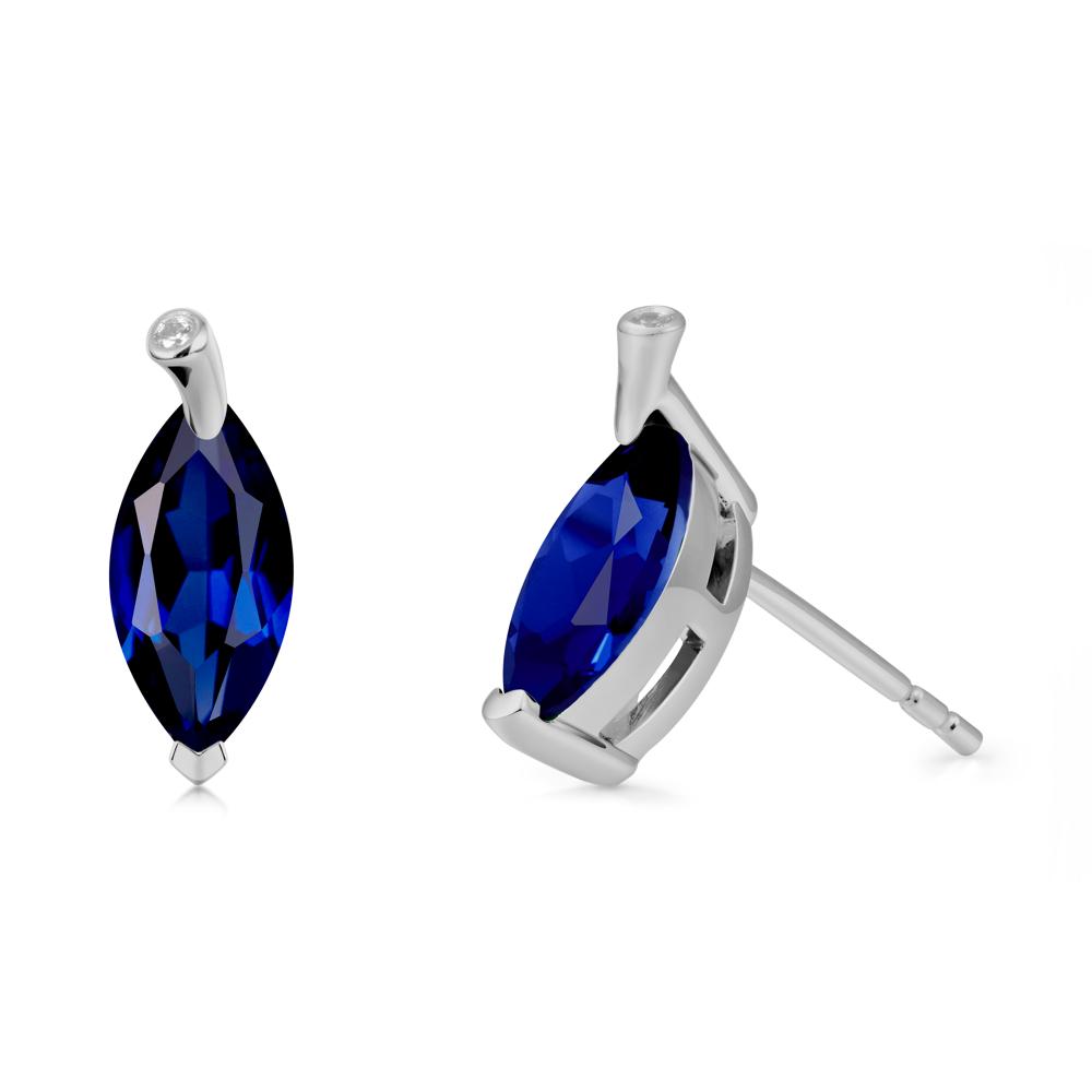 Leaf Inspired Marquise Shaped Sapphire Earrings - LUO Jewelry #metal_platinum