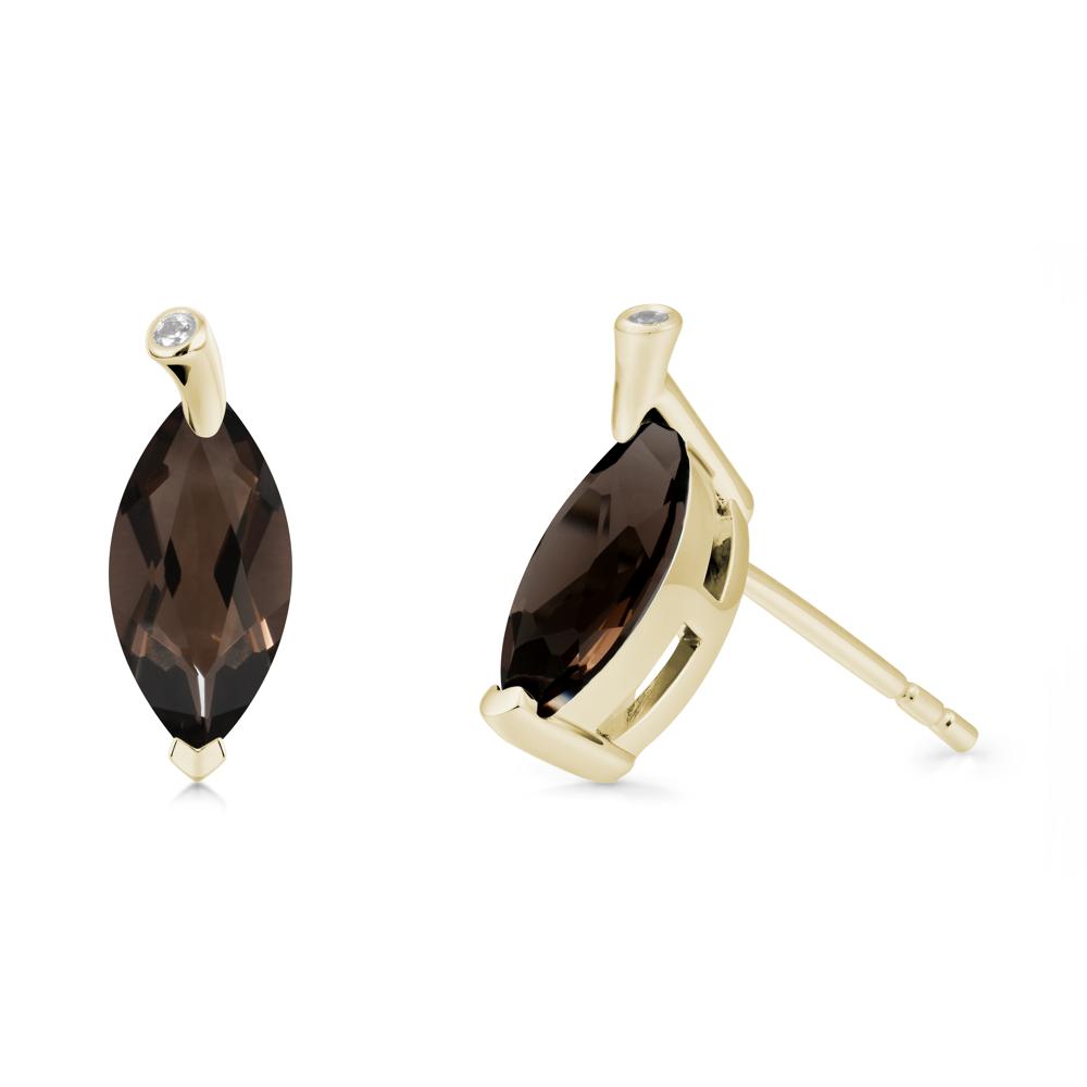 Marquise Smoky Quartz Leaf Earrings - LUO Jewelry #metal_14k yellow gold