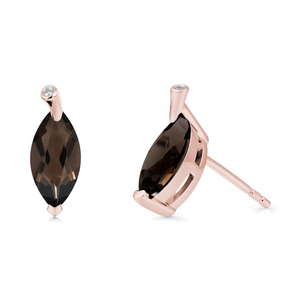 Marquise Smoky Quartz Leaf Earrings - LUO Jewelry #metal_18k rose gold