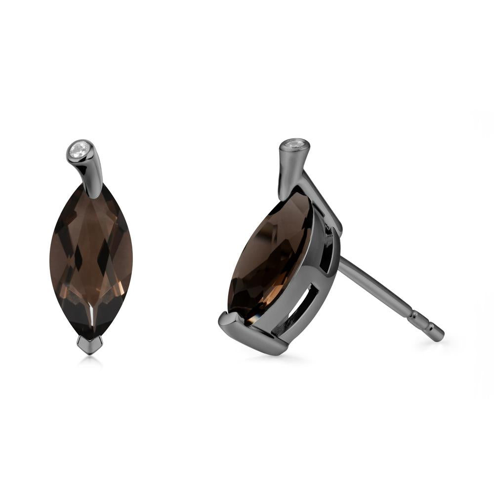 Marquise Smoky Quartz Leaf Earrings - LUO Jewelry #metal_black finish sterling silver