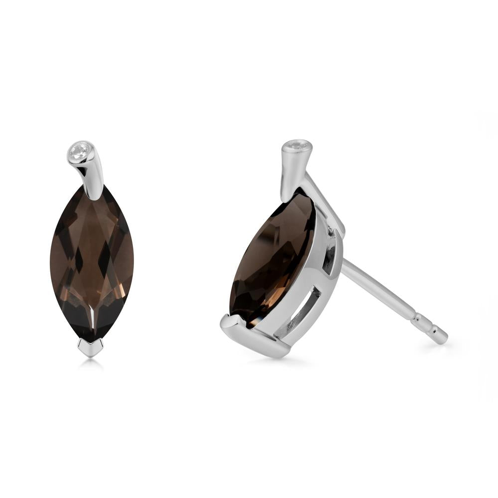 Marquise Smoky Quartz Leaf Earrings - LUO Jewelry #metal_platinum