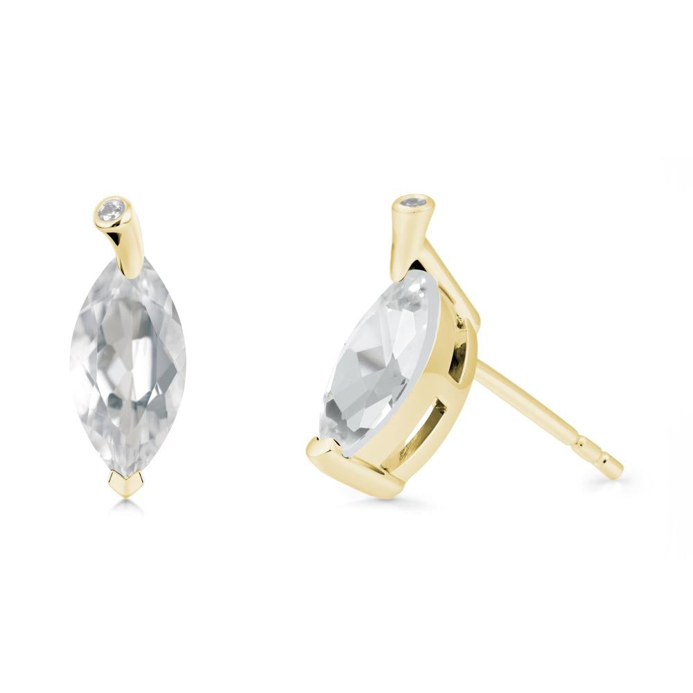 Marquise White Topaz Leaf Earrings - LUO Jewelry #metal_18k yellow gold