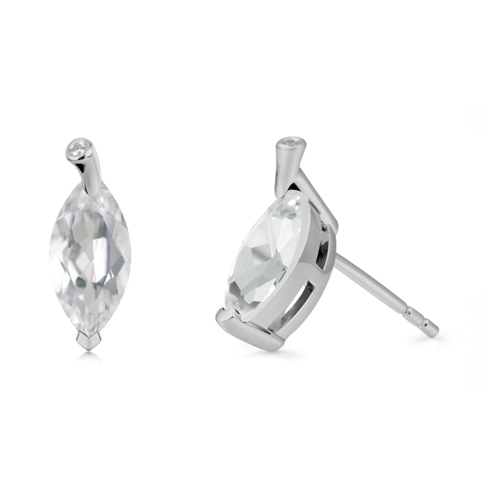 Marquise White Topaz Leaf Earrings - LUO Jewelry #metal_platinum