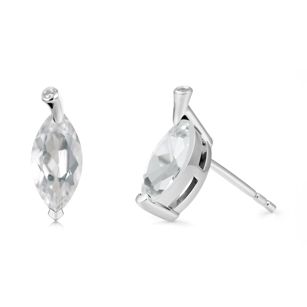 Marquise White Topaz Leaf Earrings - LUO Jewelry #metal_sterling silver