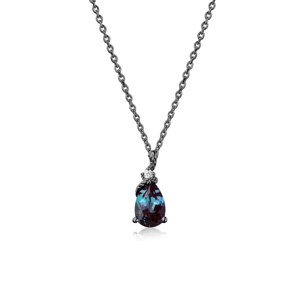 Pear Alexandrite Snake Necklace - LUO Jewelry #metal_black finish sterling silver
