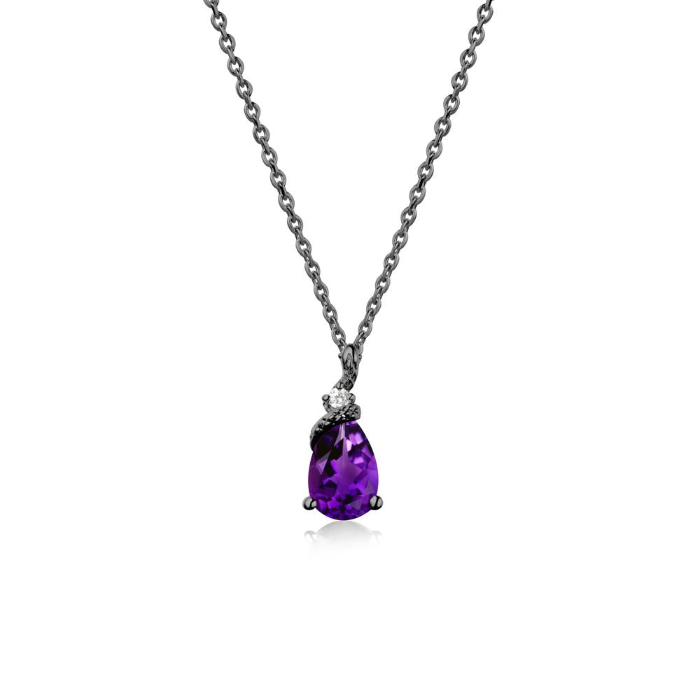 Pear Amethyst Serpent Necklace - LUO Jewelry #metal_black finish sterling silver