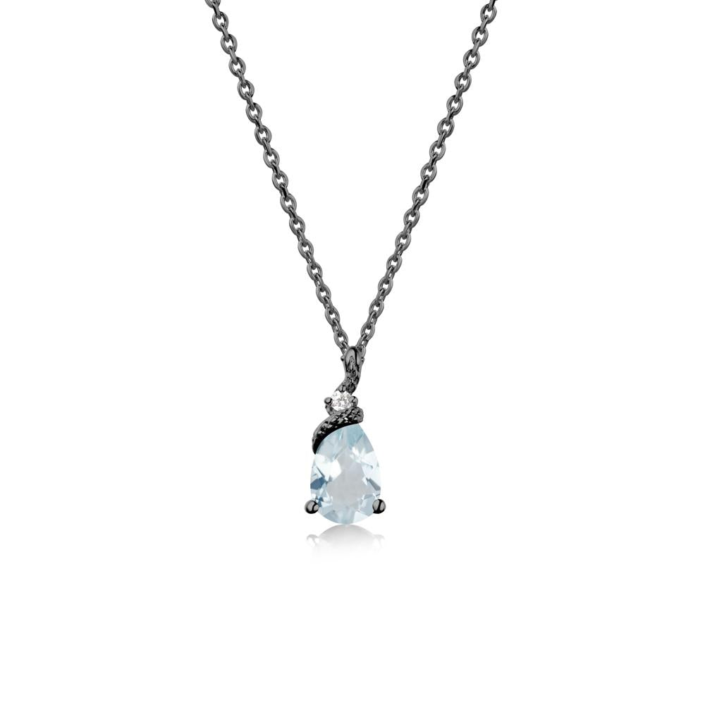 Serpent Pear Cut Aquamarine Necklace - LUO Jewelry #metal_black finish sterling silver
