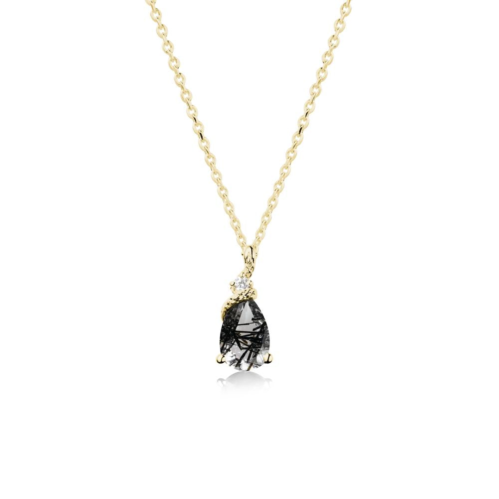 Pear Black Rutilated Quartz Snake Necklace - LUO Jewelry #metal_18k yellow gold