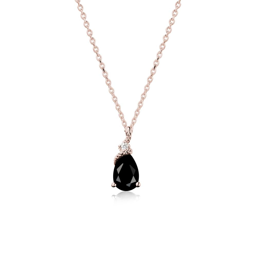 Pear Black Spinel Serpent Necklace - LUO Jewelry #metal_14k rose gold